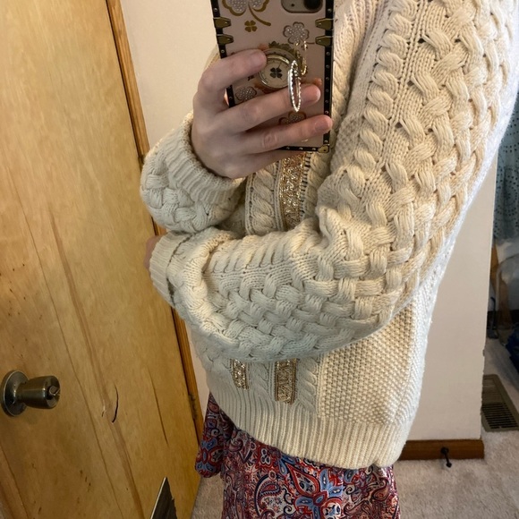 J Crew Knit Fisherman Wool Blend Sweater With Sequins - Picture 8 of 11